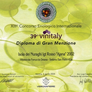 Ajana 2002 - Gran Menzione - 39° Vinitaly 2005
