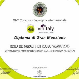 Ajana 2003 - Gran Menzione - 40° Vinitaly 2006