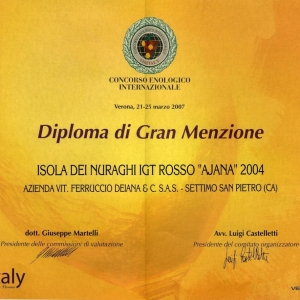 Ajana 2004 - Gran Menzione - 41° Vinitaly 2007