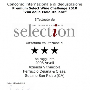 Arvali 2008 - 3 Stelle - Premium Select Wine Challenge 2010