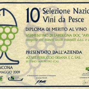Arvali 2008 - Diploma - 10 Selezione Vini da pesce 2009