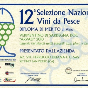 Arvali 2010 - Diploma - 12 Selezione Vini da Pesce 2011