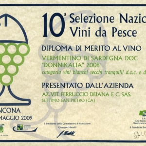 Donnikalia 2008 - Diploma - 10 Selezione Vini da pesce 2009