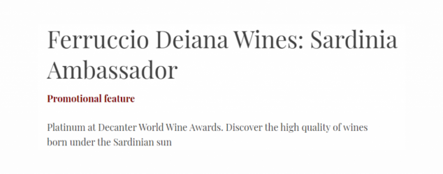 Ferruccio Deiana Wines Sardinia Ambassador